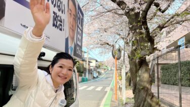 青葉区の美しい桜並木を街宣車で！（2022.04.03）